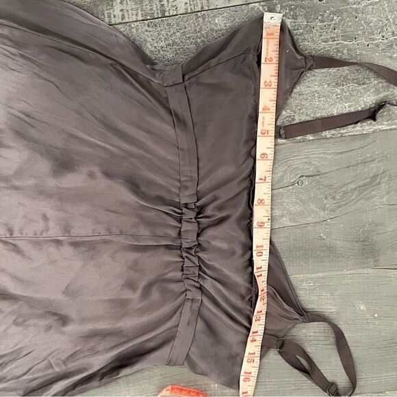 VTG Y2K Max Studio 100% Silk Gray Adjustable Camisole Cami Strap Slip Dress M - Picture 7 of 12